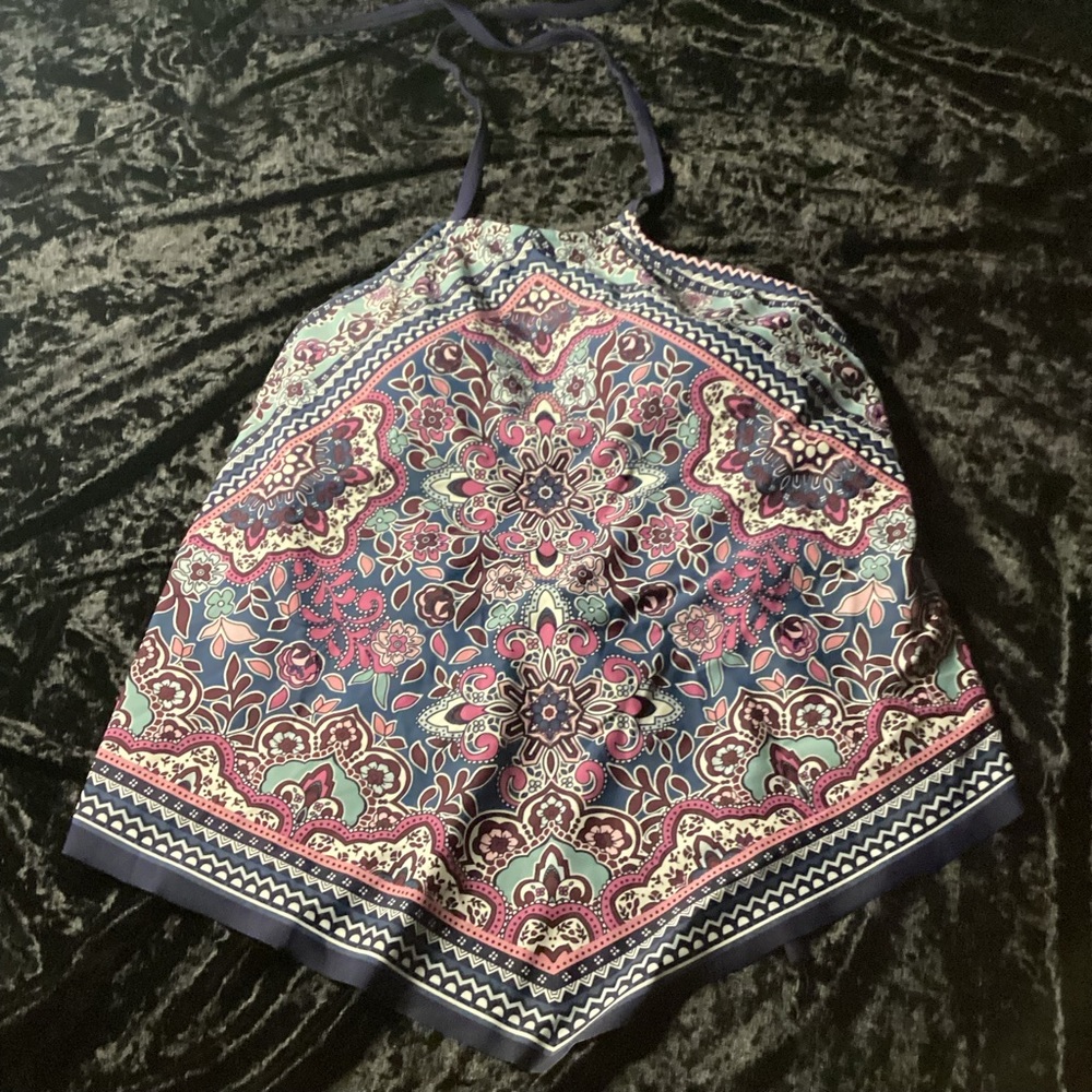 Multicolored tie tankini one peice women’s bathing suit size M